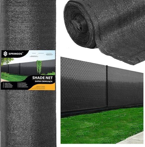 Springos Siatka cieniująca 63% osłonowa 1,5x25m antracyt 100 szt. opasek zaciskowych UNIWERSALNY
