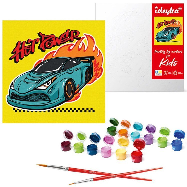 Malowanie po numerach dla dzieci 25x25cm KHO1192 Wyścigi motorowe AP0063 EDUKAMP