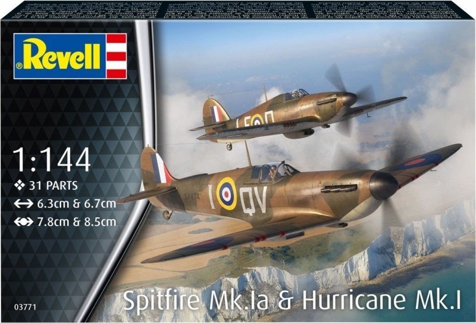 Modele do sklejania Samolot Supermarine Spitfire MkIa&H.Huriccane 1/144 Revell