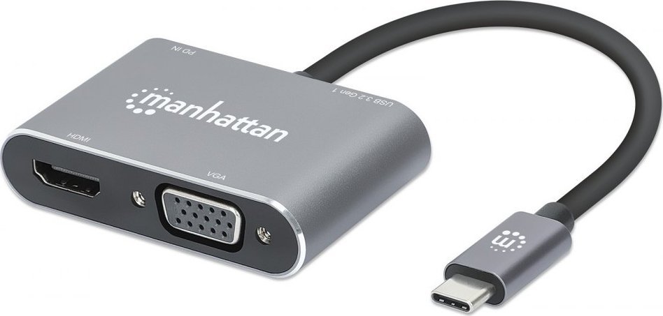 Adapter AV Manhattan Manhattan Hub Adapter USB-C 3.2 na 4K HDMI VGA USB-A USB-C PD 87W