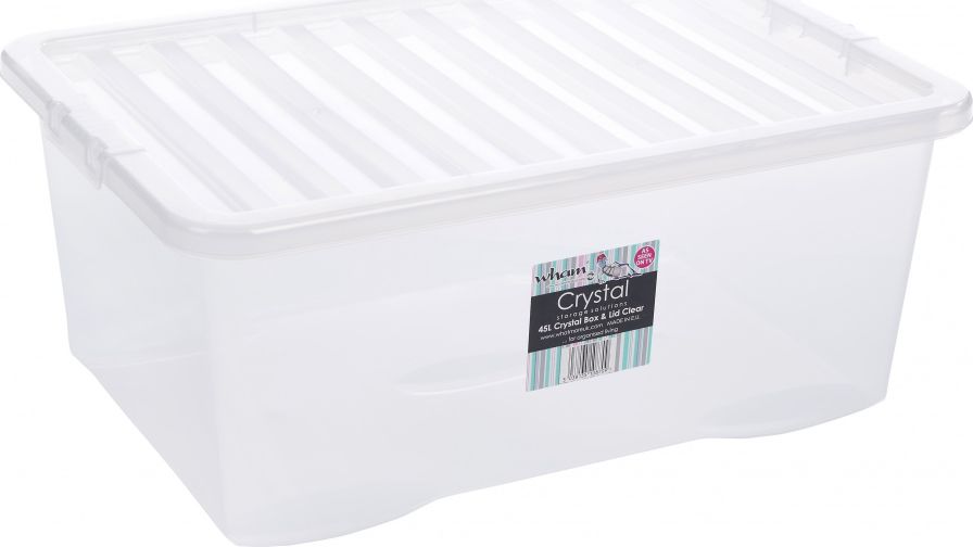 pudełko do przechowywania Crystal 45 litrów 60 x 40 cm biały/przeźroczysty