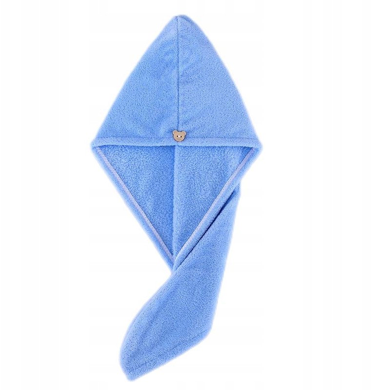 RĘCZNIK DO SUSZENIA WŁOSÓW Czepek głowę ZAPIĘCIE MIŚ Mikrofibra Niebieski