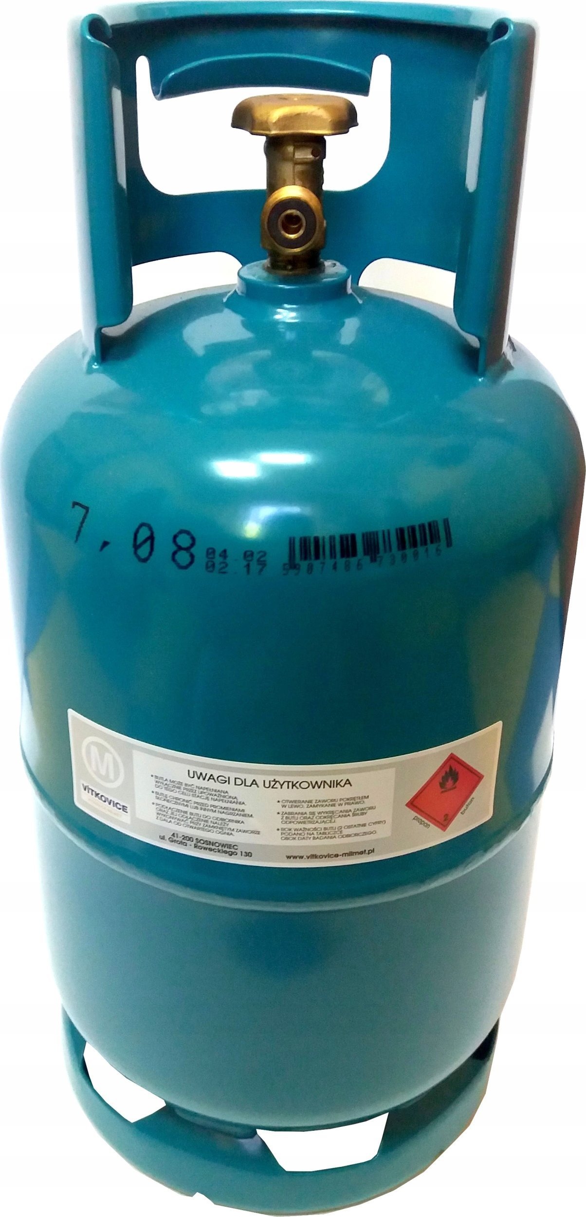 UN BUTLA TURYSTYCZNA 12,3L/5KG PUSTA GW W21.8 1/2''Z KOÅNIERZEM