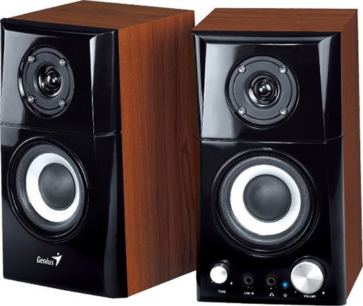 Głośniki komputerowe Genius Genius głośniki SP-HF500A v2, 2.0, 16W, brązowo-czarny, regulacja głośności, wyjście słuchawkowe, 3,5 mm jack (USB)+ AUX,