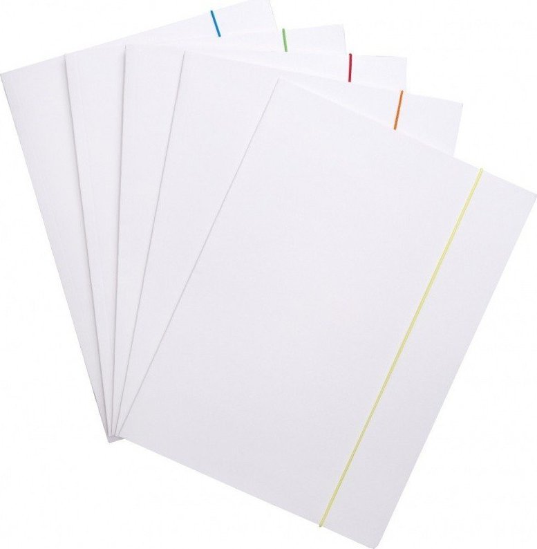 Office Products Teczka z gumką OFFICE PRODUCTS, karton, A4, 300gsm, 3-skrz., gumka mix kolorów, biała