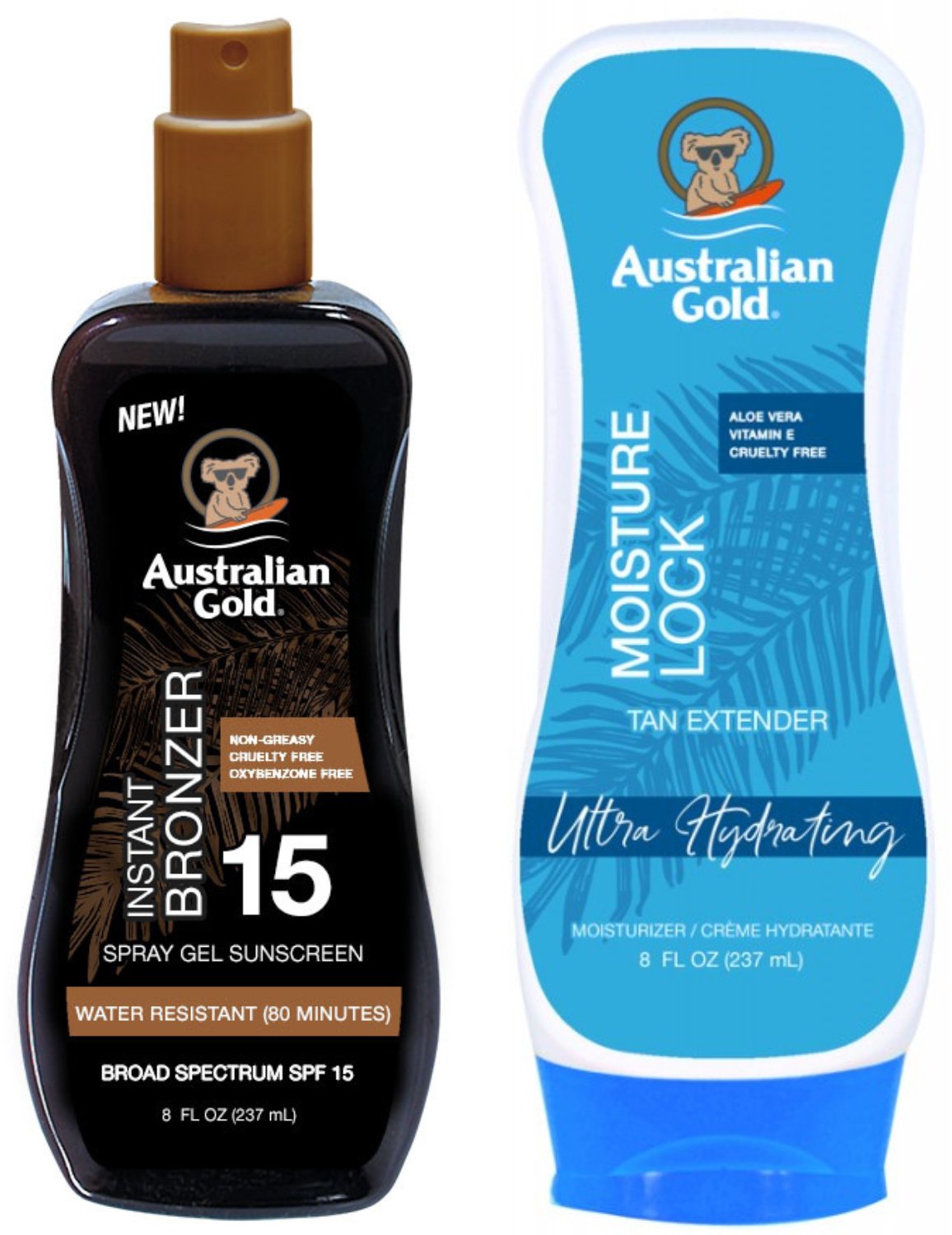 Australian Gold Żel W Sprayu Z Bronzerem SPF15 + Moisture Lock 237ml