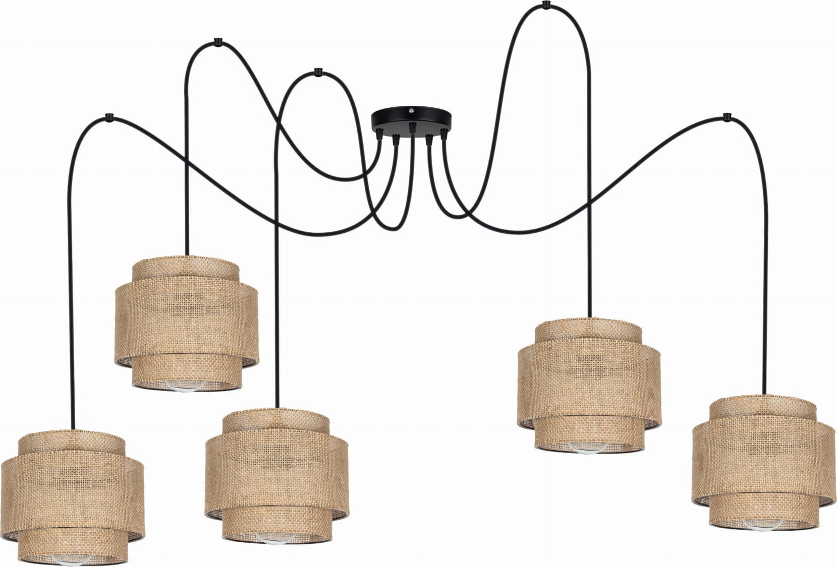 Lampa wisząca Solar Lampa wisząca sufitowa pająk BOHO len 5 żarówek