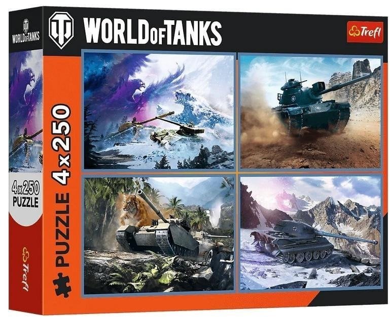 Puzzle 4x250 Wielka bitwa czołgów TREFL