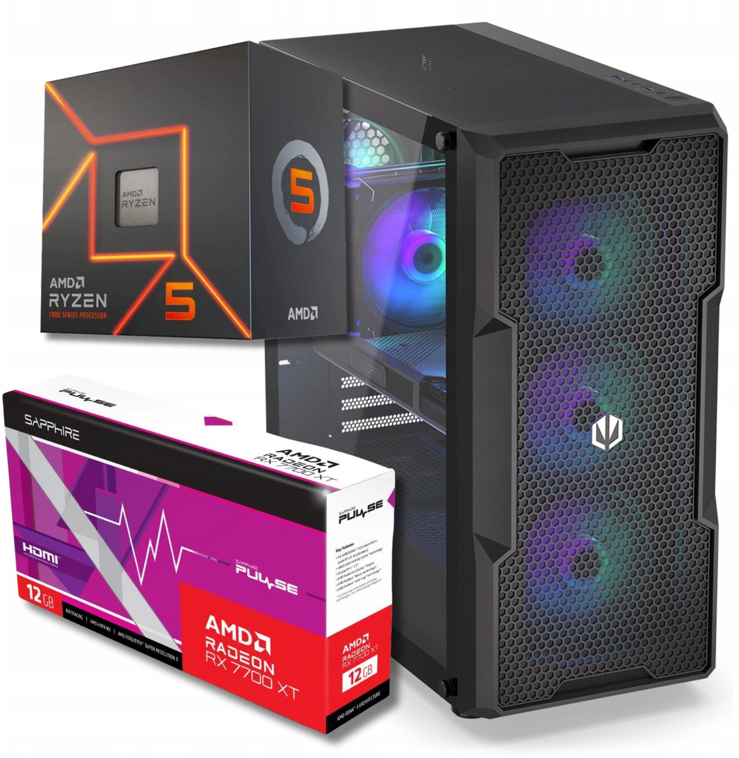 Komputer BSG Raptor V16 AMD Ryzen 5 AMD Radeon RX 7700 XT 32GB DDR5 1000GB SSD Windows 11
