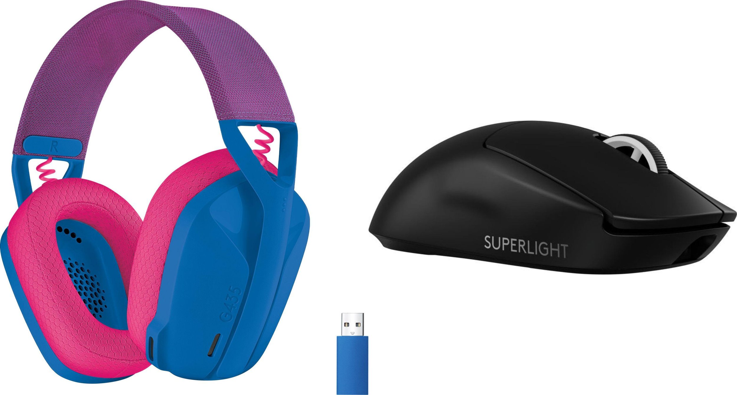 Słuchawki Logitech G435 Niebieskie (981-001062) + G PRO X SuperLight 2 (910-006630)