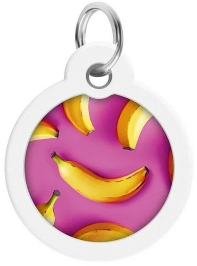 Collar WauDog Smart ID Zawieszka z QR-paszportem okrągła 3cm banany na różu