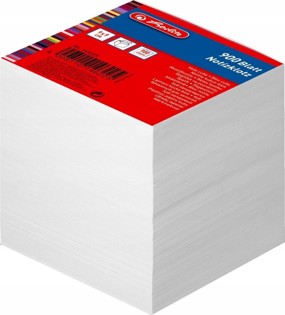 Herlitz Blok notatnikowy 9x9x9cm 900Bl. biały klejony