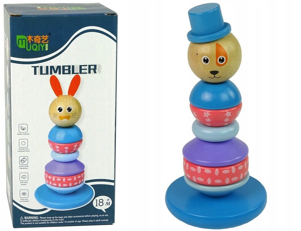 Bestway Drewniana Edukacyjna Piramidka Pies Z Kapeluszem Balansująca Wieża