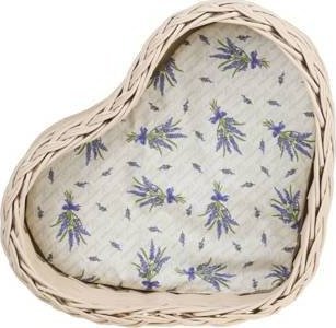 WickerPL DECOR WIKLINOWA TACA W KSZTAŁCIE SERCA W KOLORZE beżowym Z PODUSZKĄ 38X28 H12 CM