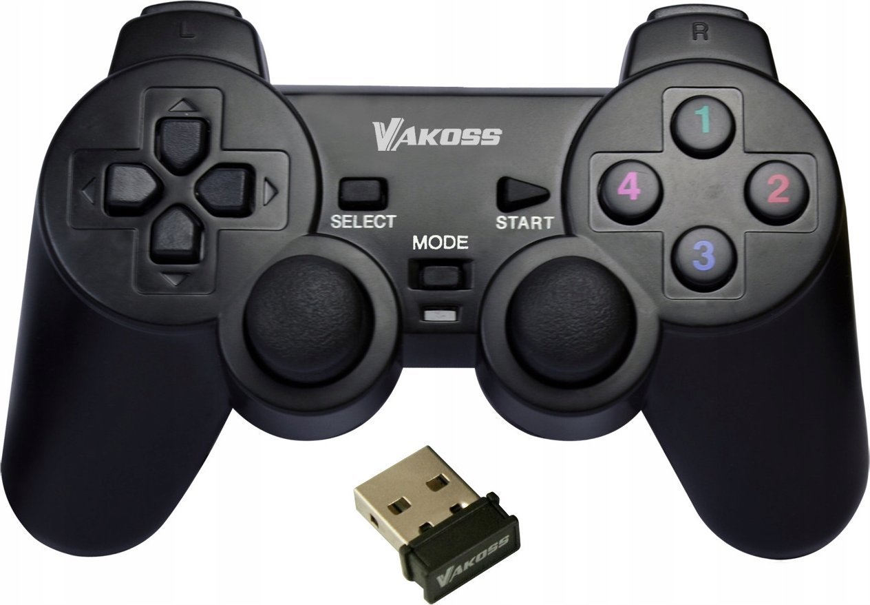Pad Vakoss VAKOSS GAMEPAD BEZPRZEWODOWY USB Z FUNKCJĄ DUAL SHOCK PC/PS3 TRYB CYFROWY I ANALOGOWY GP-4705BK CZARNY