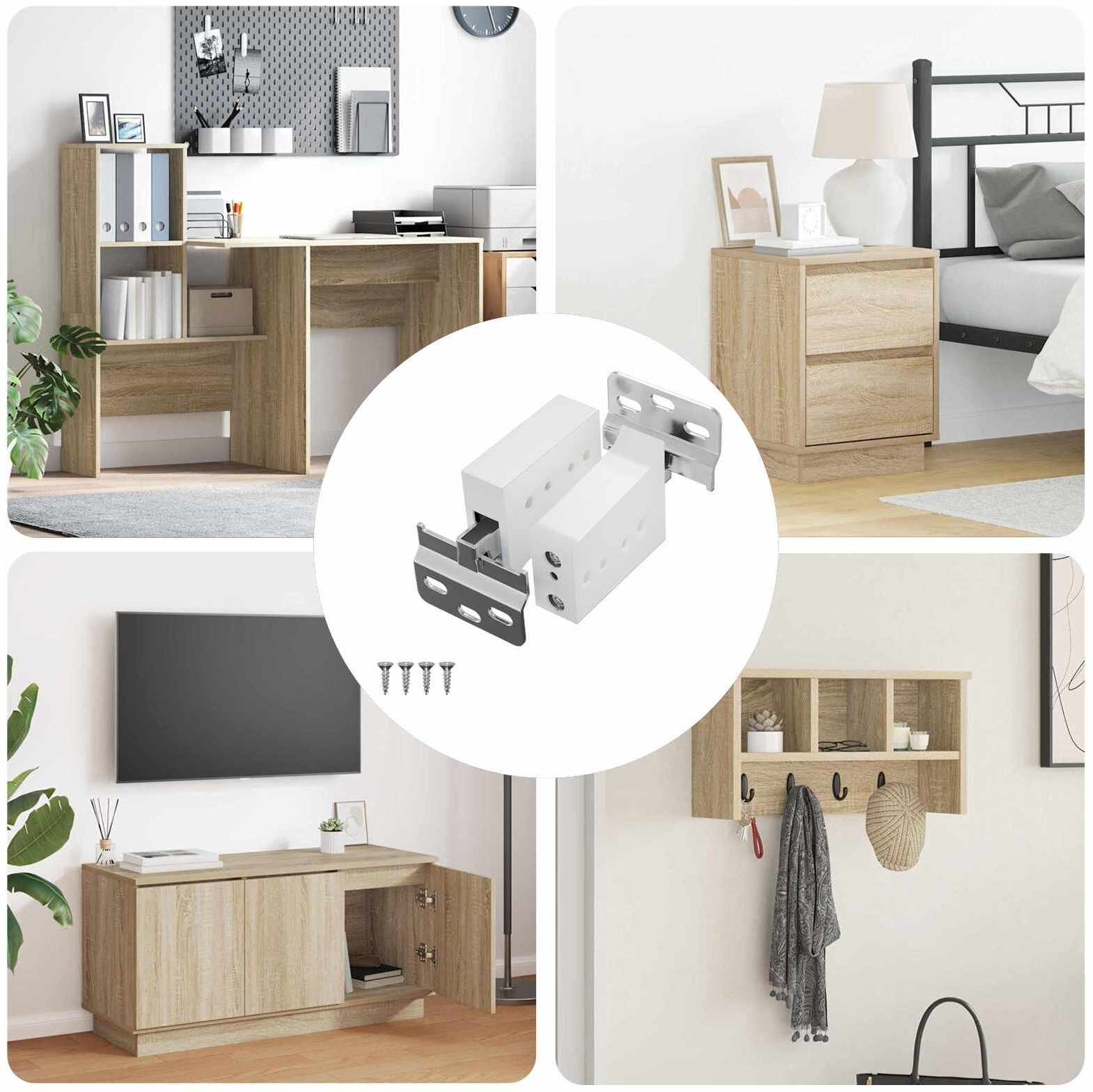 vidaXL Wspornik do zawieszenia szafki 12 pcs Biały 70 x 46 x 19 mm