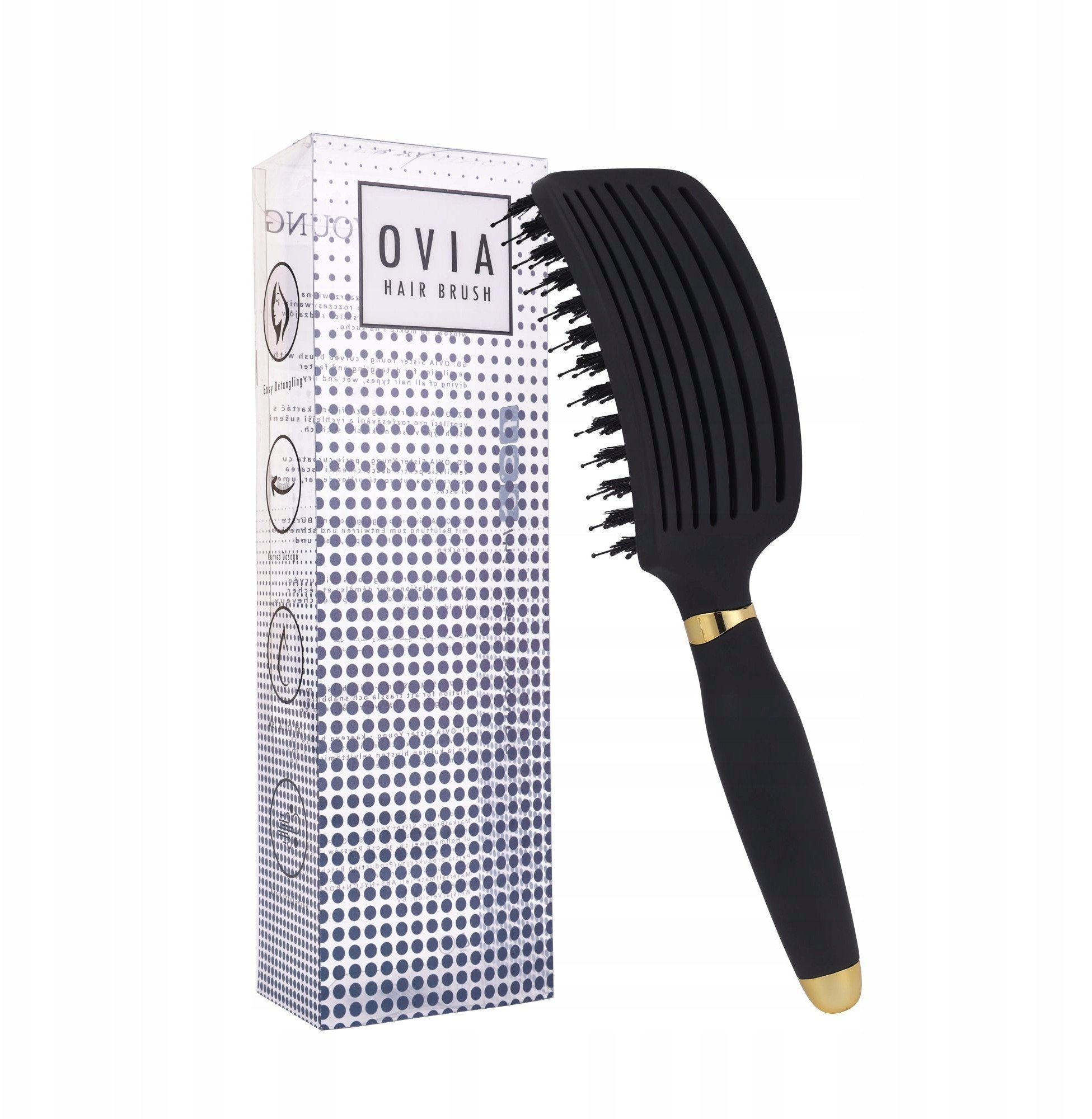 SISTER YOUNG_Ovia Hair Brush szczotka do włosów z włosiem dzika Black