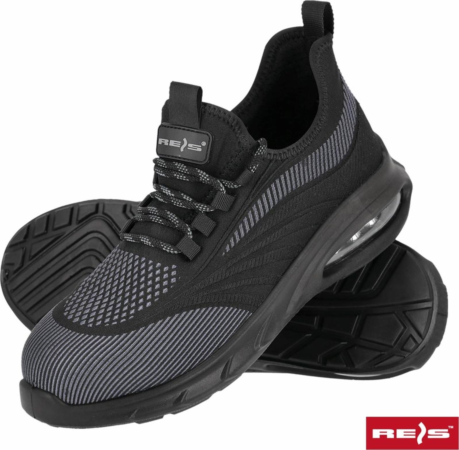 Reis BRWAVE S1 PL SR FO - Buty bezpieczne podnosek podeszwa olejoodporna poduszka powietrzna antyelektrostatyczne antypoślizgowe - czarno-niebieski 39