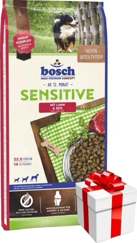 Bosch Bosch Sensitive Lamb & Rice, jagnięcina i ryż (nowa receptura) 15kg + Niespodzianka dla psa GRATIS