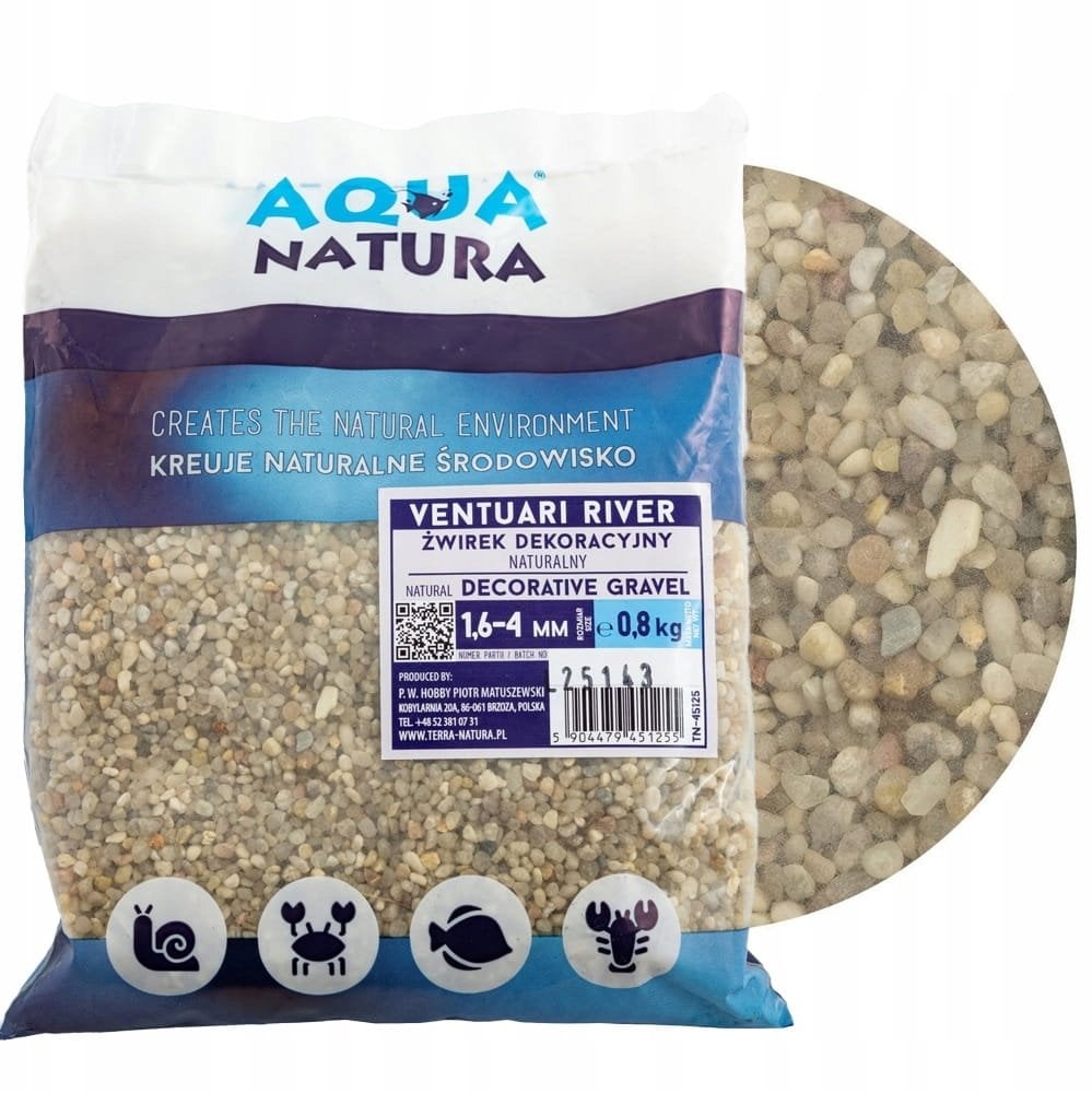 ZOOLOGIA Aqua Natura, Ventuari river, żwirek dekoracyjny do akwarium, 1,6 -4,0 mm 0,8kg