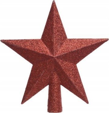 Kaemingk Gwiazda czubek na choinkę brokatowy 19x19 cm czerwony