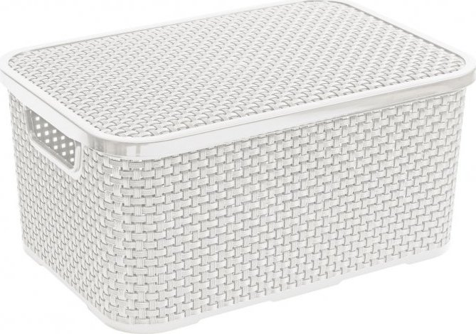 Branq BRANQ - Pojemnik z pokrywą - rattan - kremowy - 10 L