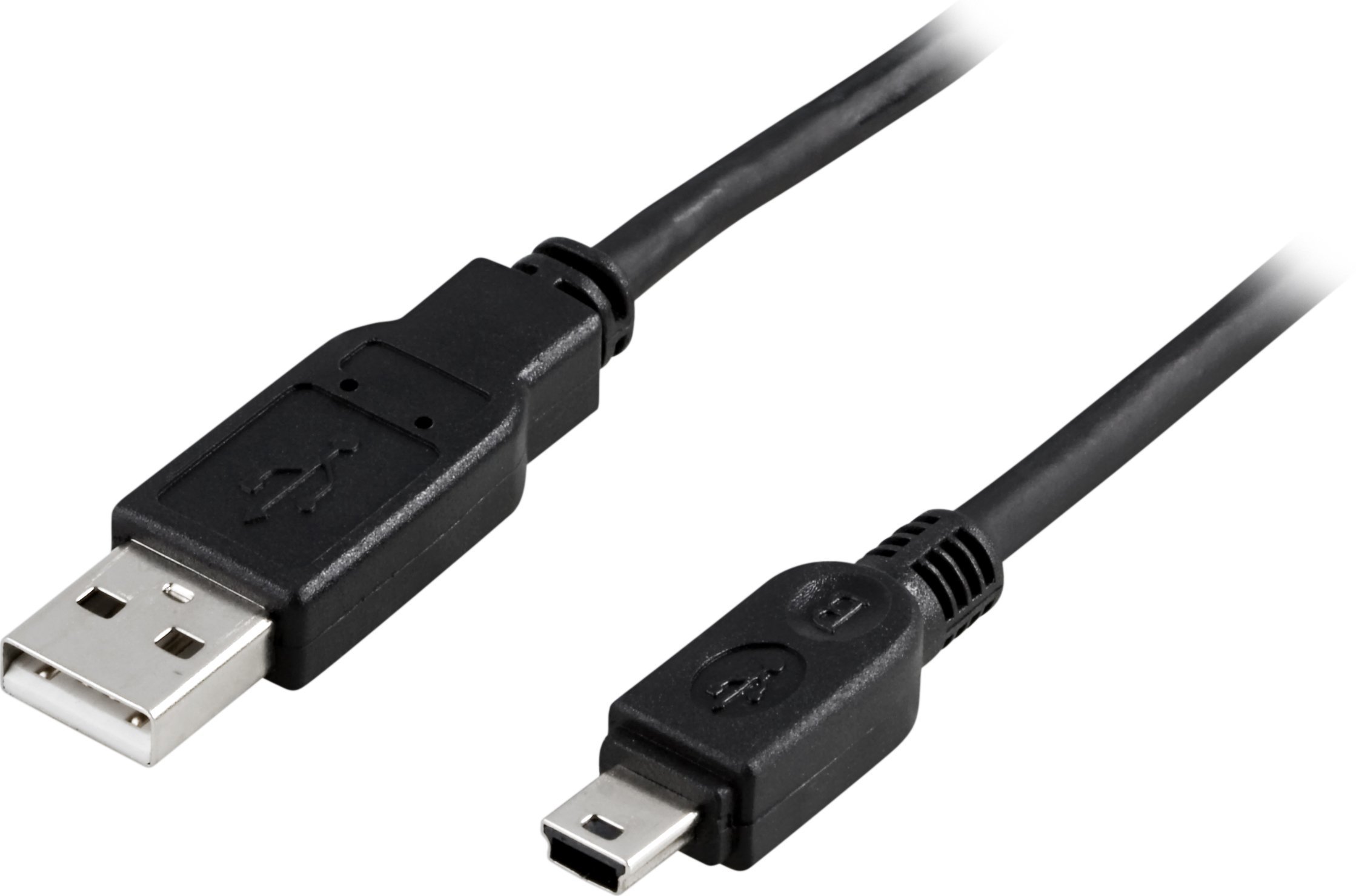 Deltaco USB 2.0 Cable A/mini B, 3m, 3 m, USB A, Mini-USB B, Male/Male, 0.48 Gbit/s, Black