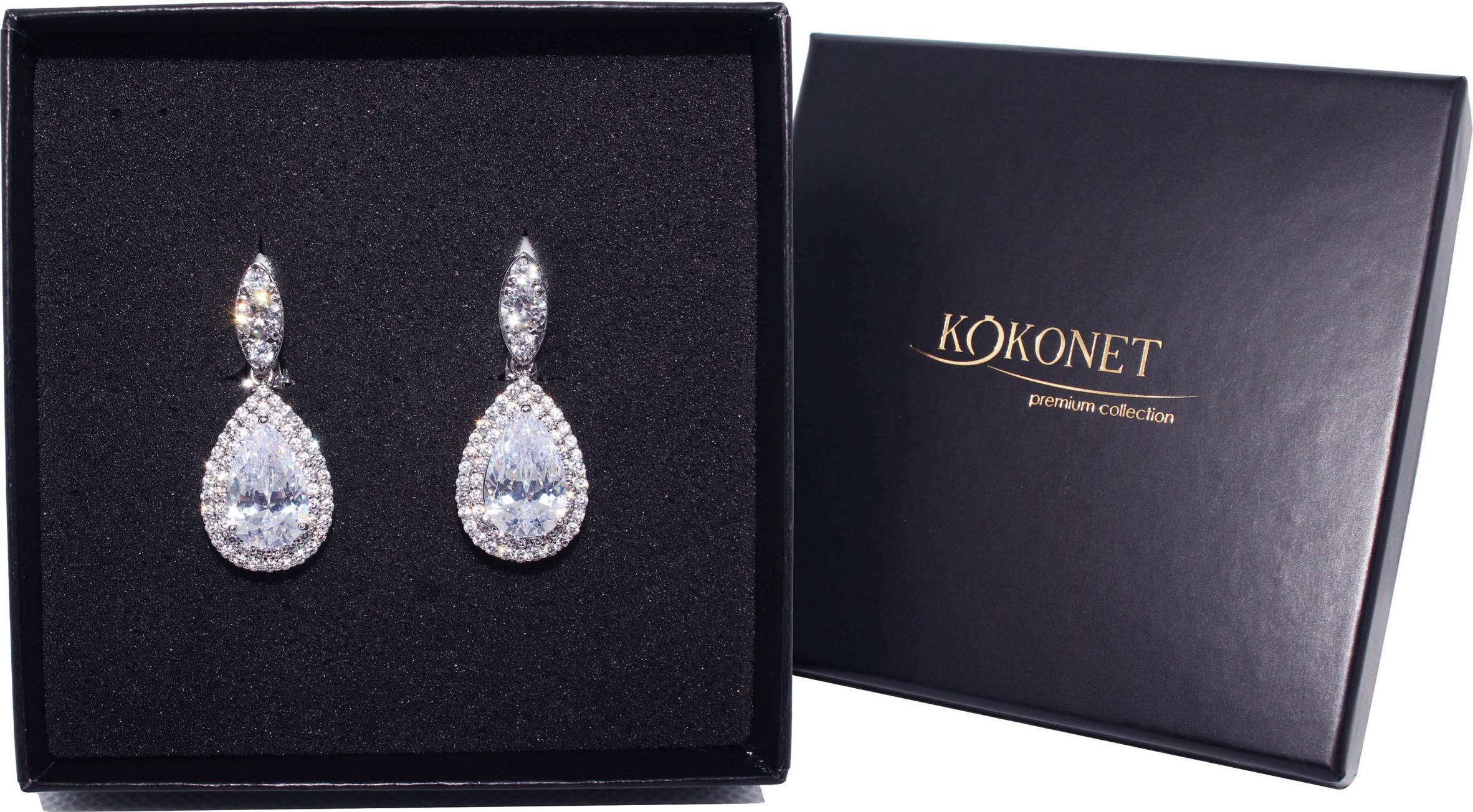 KOKONET KLIPSY kolczyki ŚLUBNE srebrne diamenty kryształki