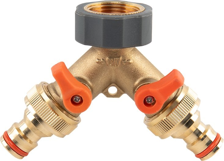 ROZDZIELACZ 2-DROŻNY GW 3/4"x GZ 3/4" MOSIĄDZ Z ZAWORAMI BRASS SOFT