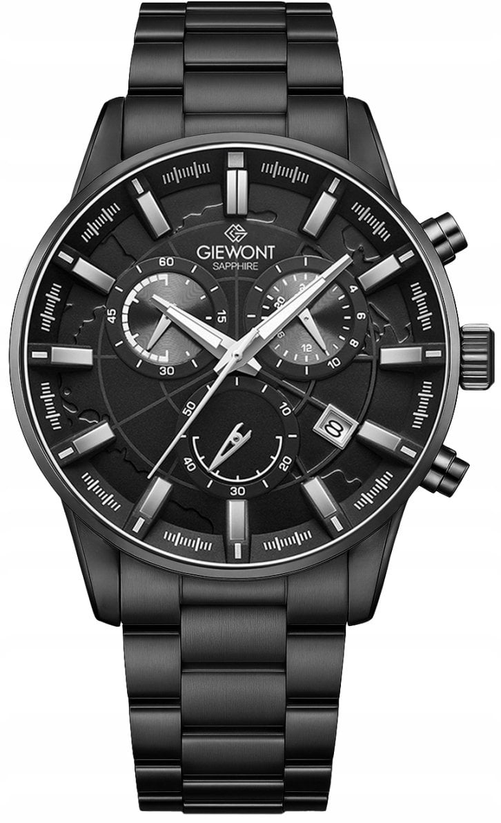 Zegarek Giewont Zegarek Męski Chronograph Sapphire Czarny GW4580-B1