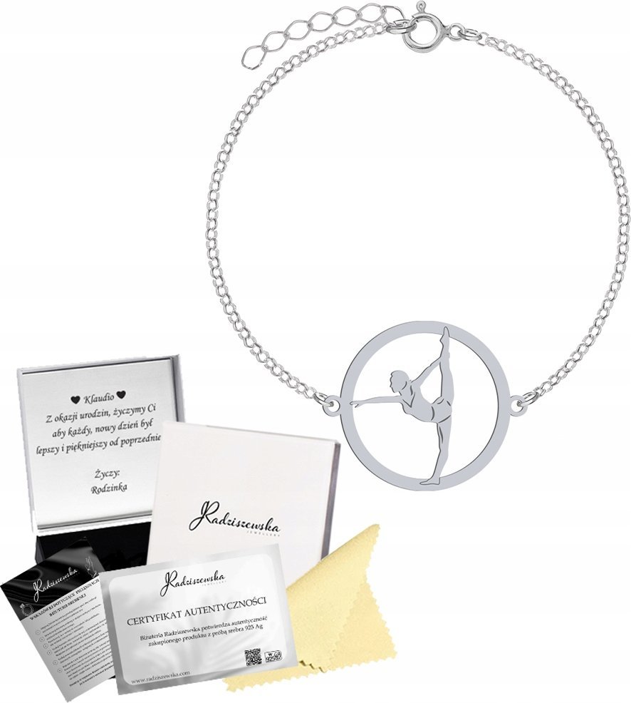 Radziszewska Jewellery Bransoletka Srebrna Gimnastyka 925 Łańcuszek Prezent GRAWER DEDYKACJA GRATI
