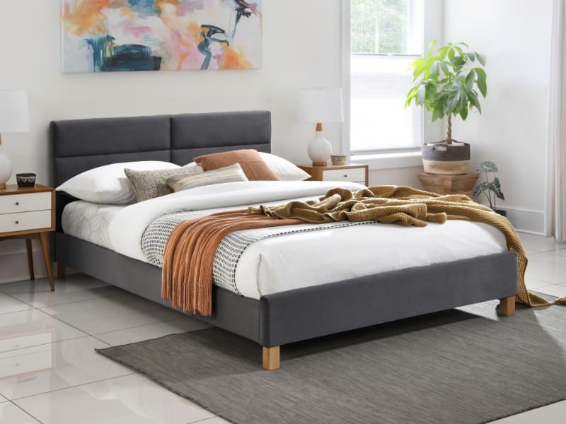 Łóżko tapicerowane SIERRA VELVET 140x200 szare