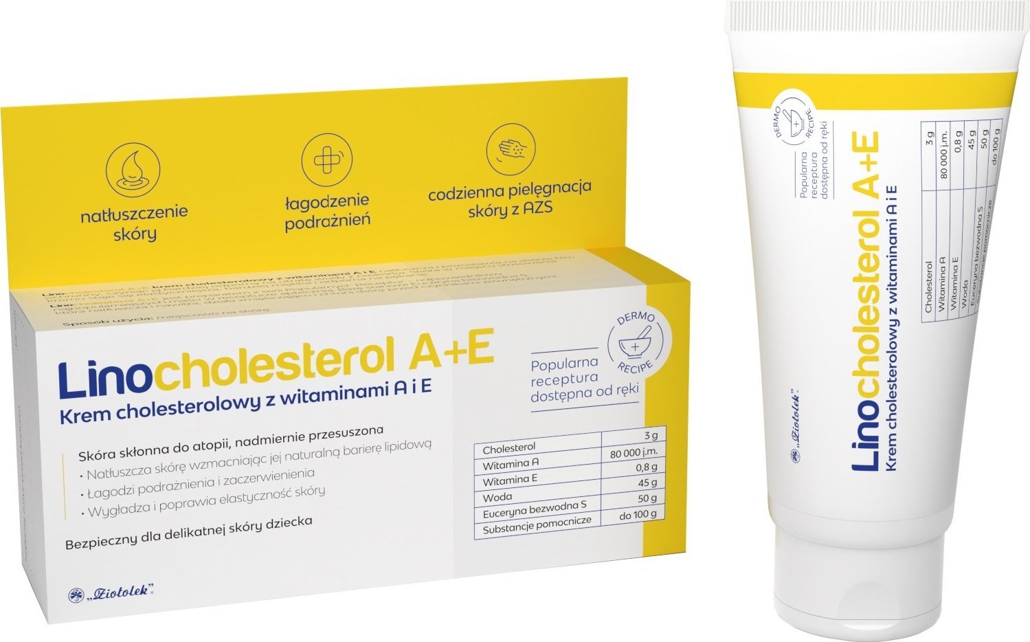 Ziołolek Linocholesterol Krem cholesterolowy z witaminami A+E 50g
