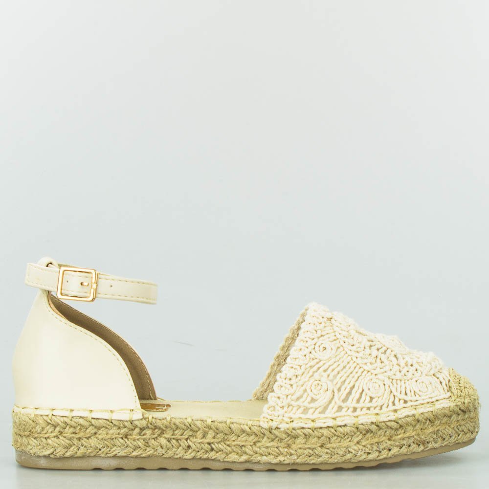 Wolski Espadryle sandały na plecionej platformie beżowe-41