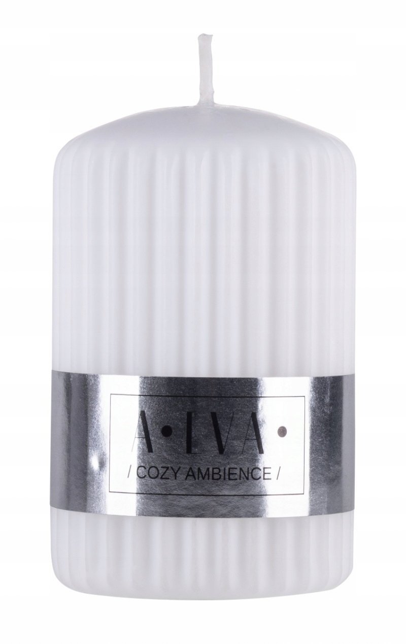 Donau Home Świeca słupek żłobkowana, 60x90mm, biały