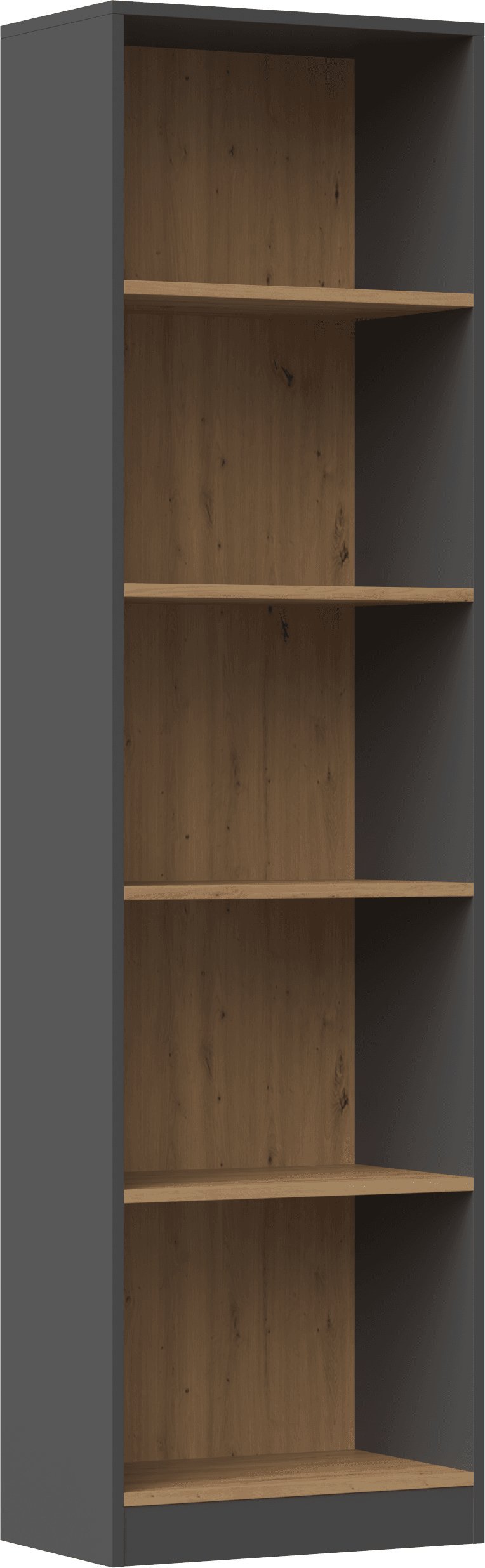 Topeshop REGAŁ R50 KSIĄŻKI SEGREGATORY BIURO ANTRACYT DĄB ARTISAN