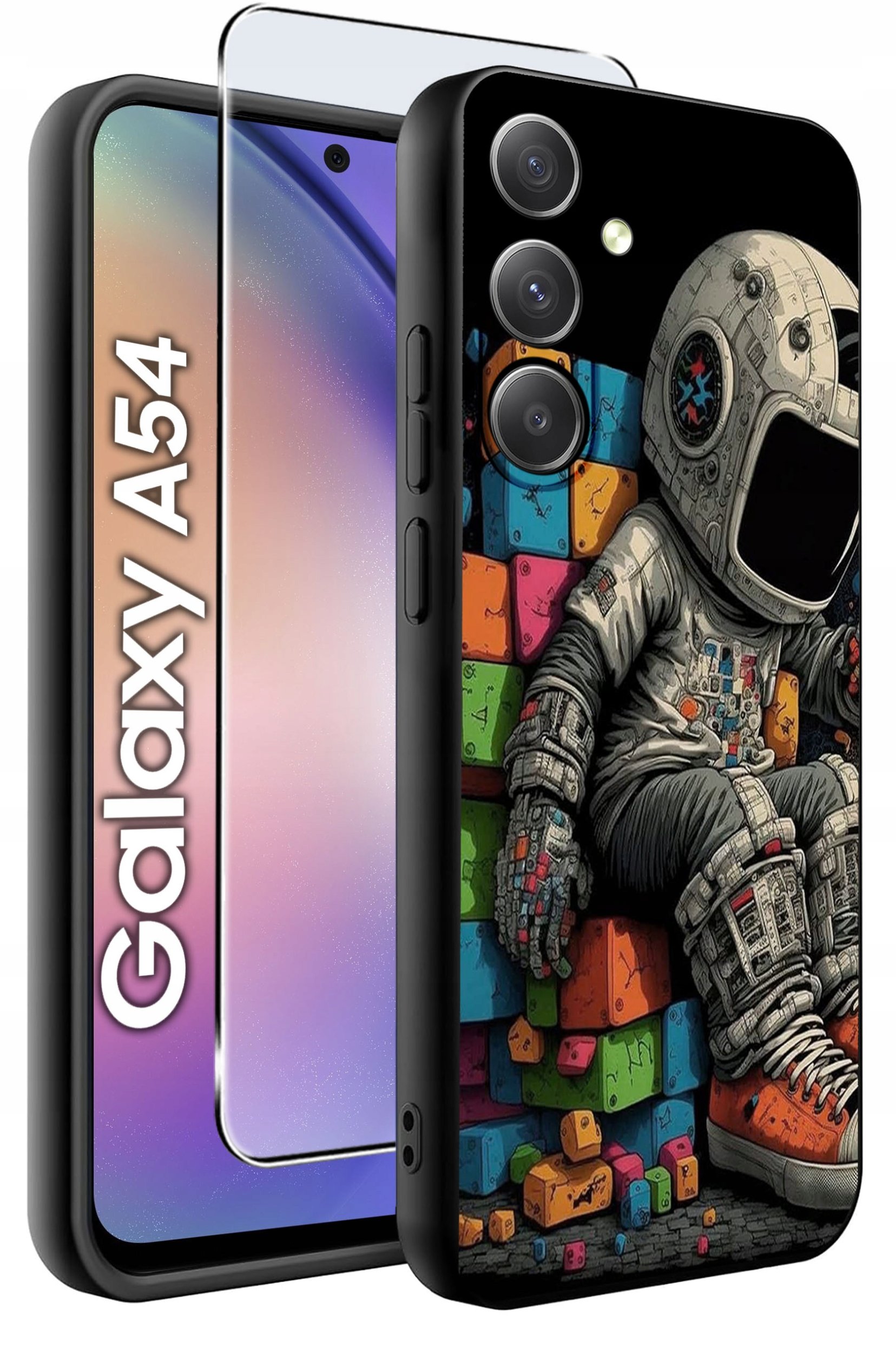 ETUI do Samsung A54 5G WZORY | SILIKONOWE MATT CASE + SZKŁO 9H