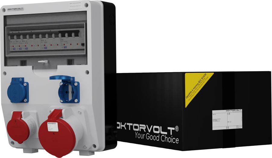 Doktorvolt Rozdzielnica budowlana TD-S/FI 63A 16A 2x230V Schuko Doktorvolt 2268