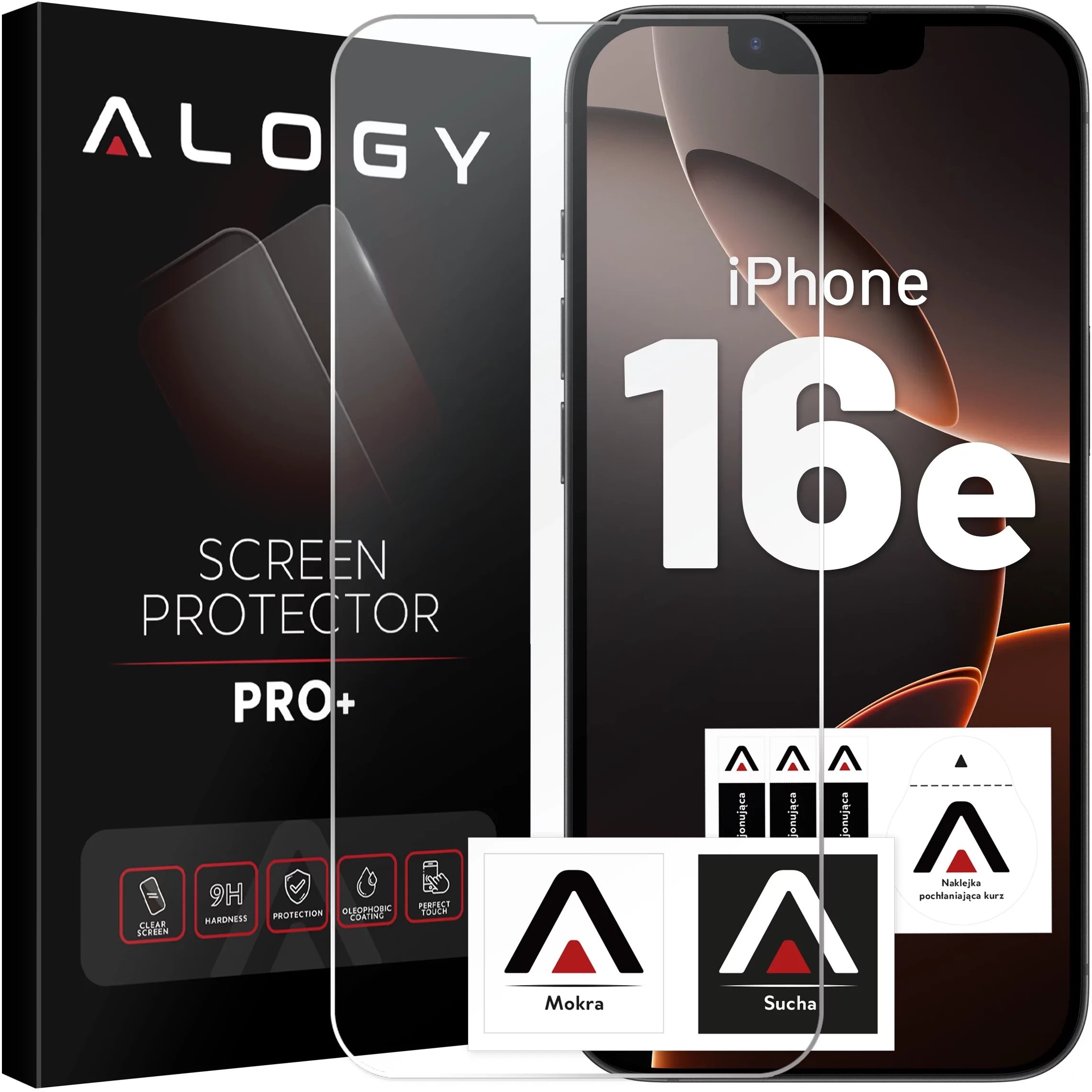 Szkło hartowane do Apple iPhone 16e ochronne szkiełko na ekran 9H Alogy Heavy Pro+