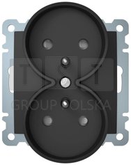 5361878986 Hager Berker B. Kwadrat. Gniazdo podwójne z uziemieniem do ramki / modułowe antracyt mat 5361878986