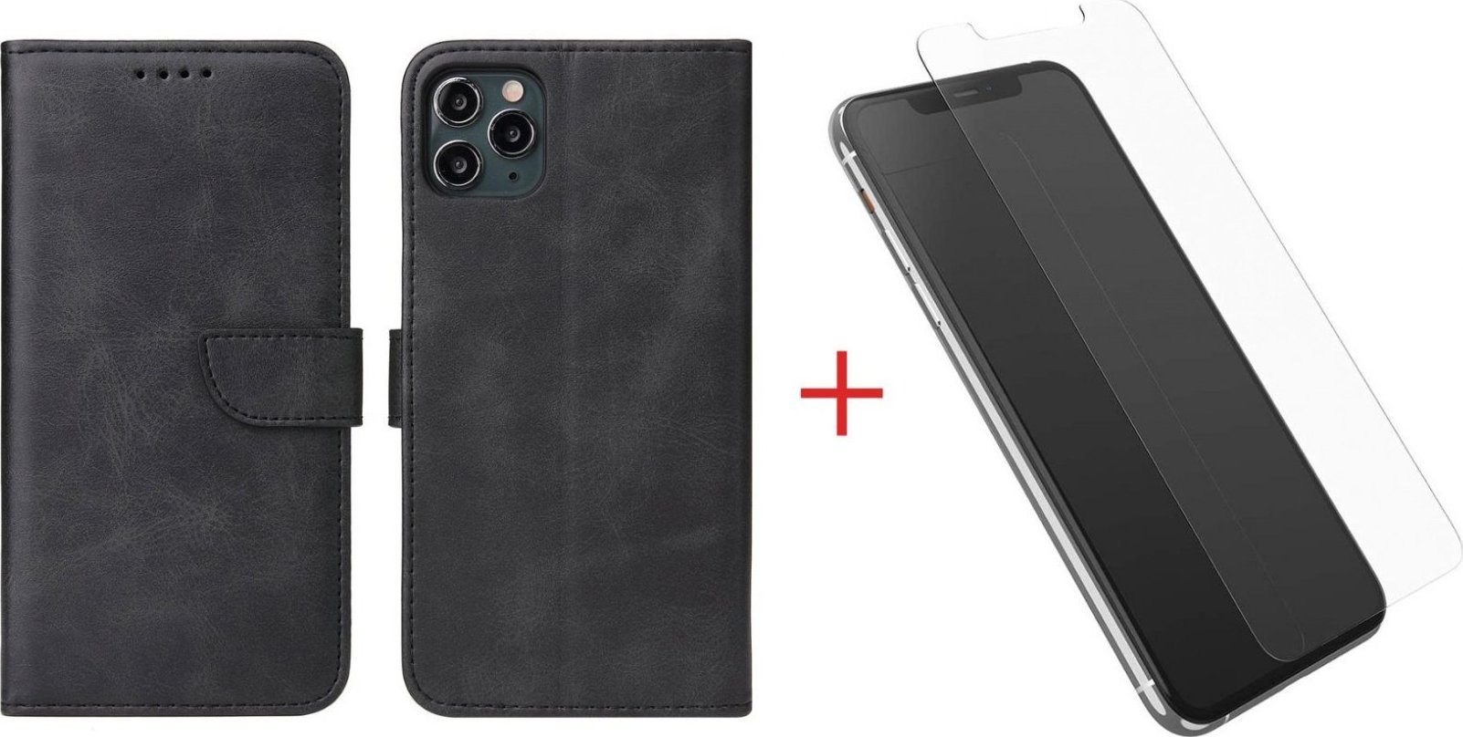 Braders Etui Magnet Case Wallet portfel z klapką + Szkło Płaskie do iPhone 11 Pro Max