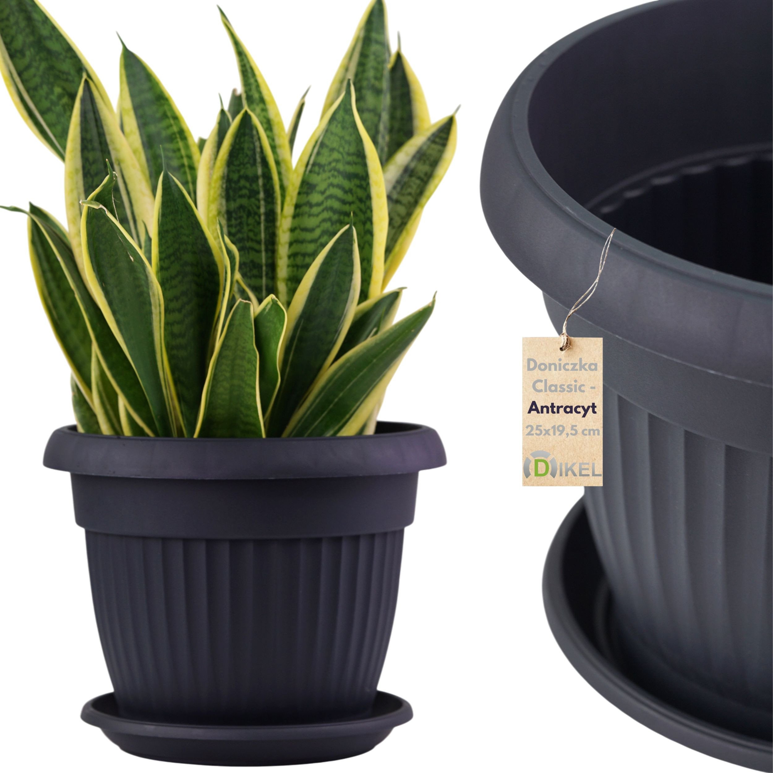 Doniczka Okrągła klasyczna 5l z podstawką 25x19,5cm