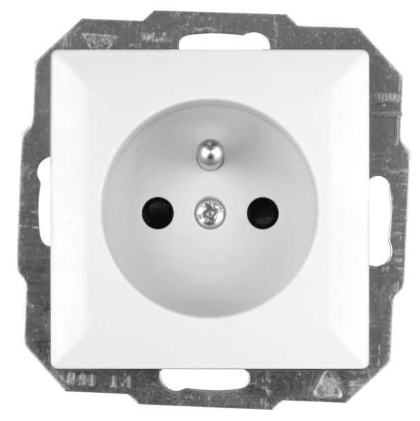 Abex Gniazdo bez uziemienia z przesłoną styków opal/perła białe