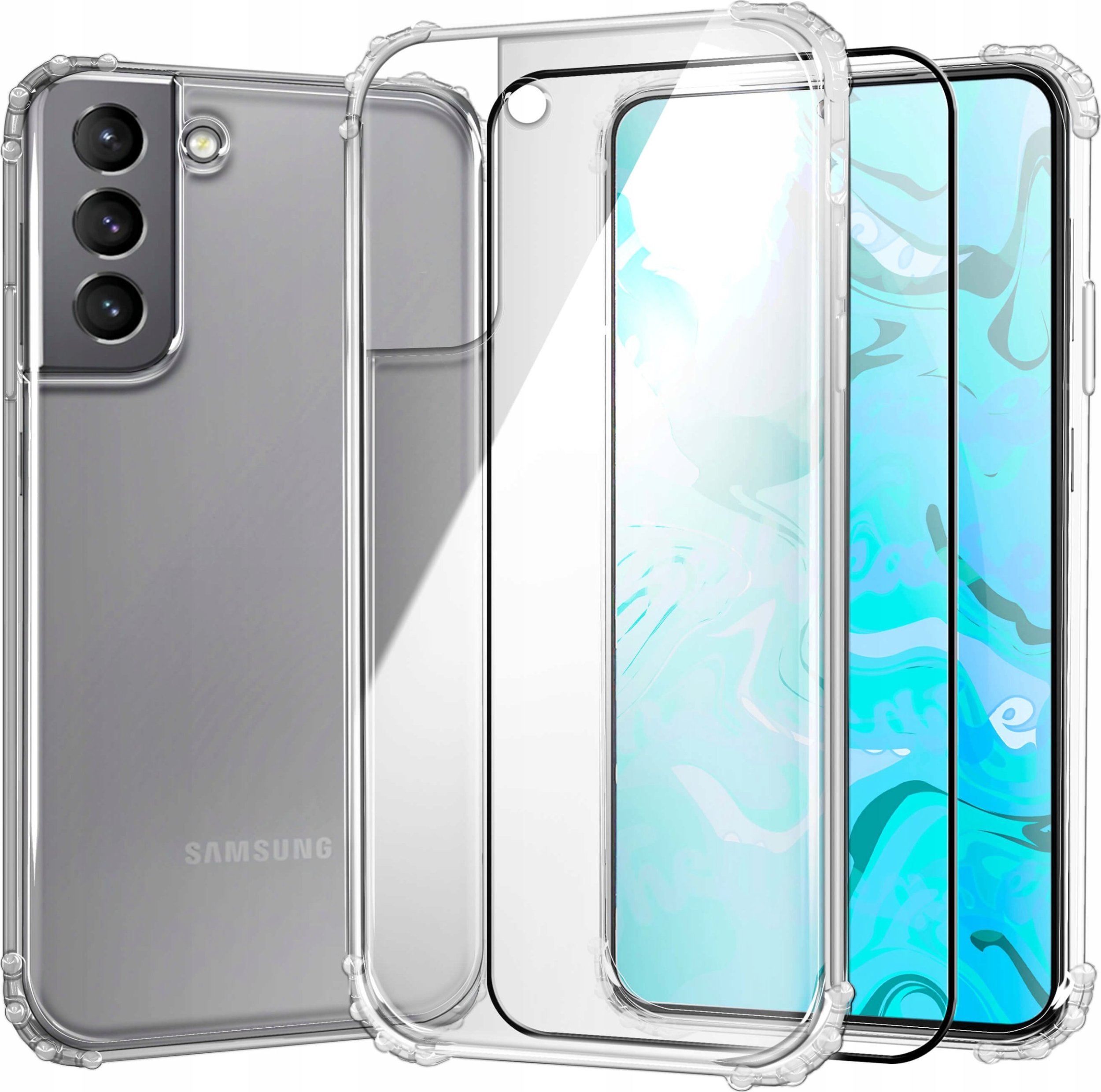 Hello Case Etui Do Samsung Galaxy S21 FE 5G (Pancerne, Przezroczyste, Guma) Szkło 5D