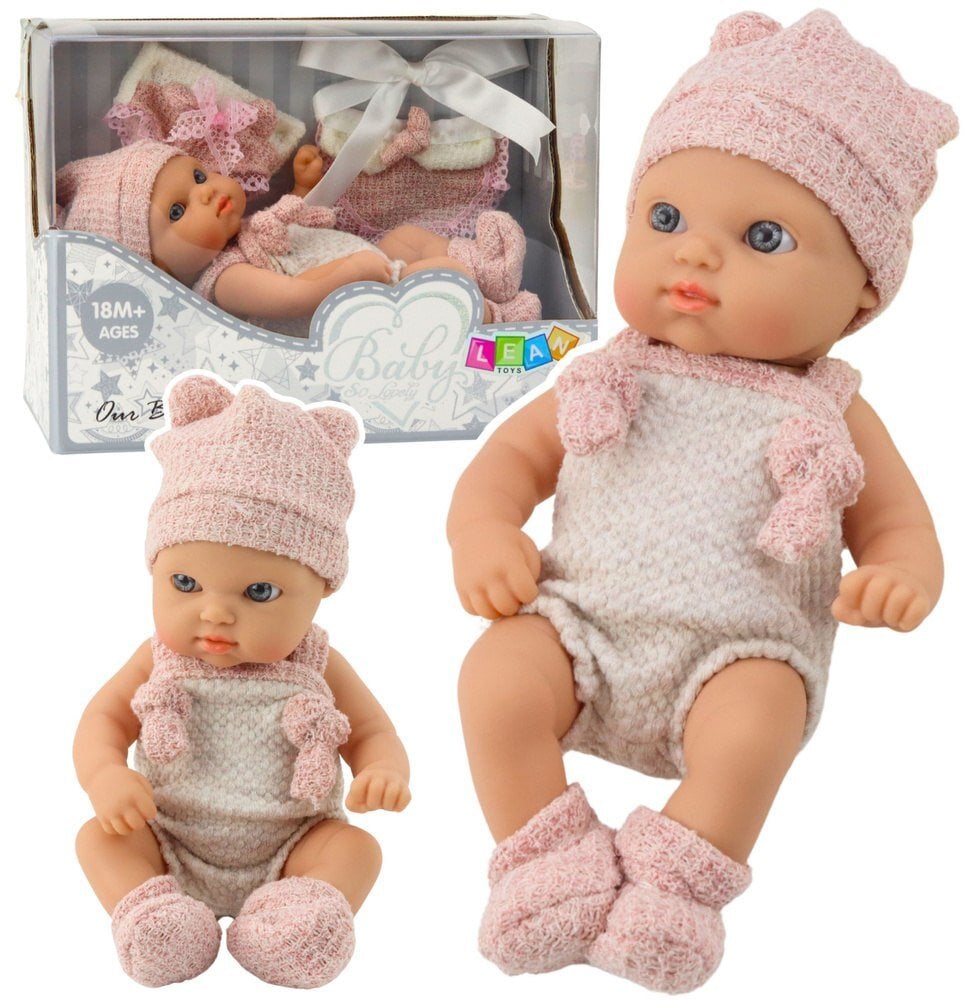 Lalka Bobas Niemowlak Różowe Ubranko Czapeczka Śliniaczek 18 cm