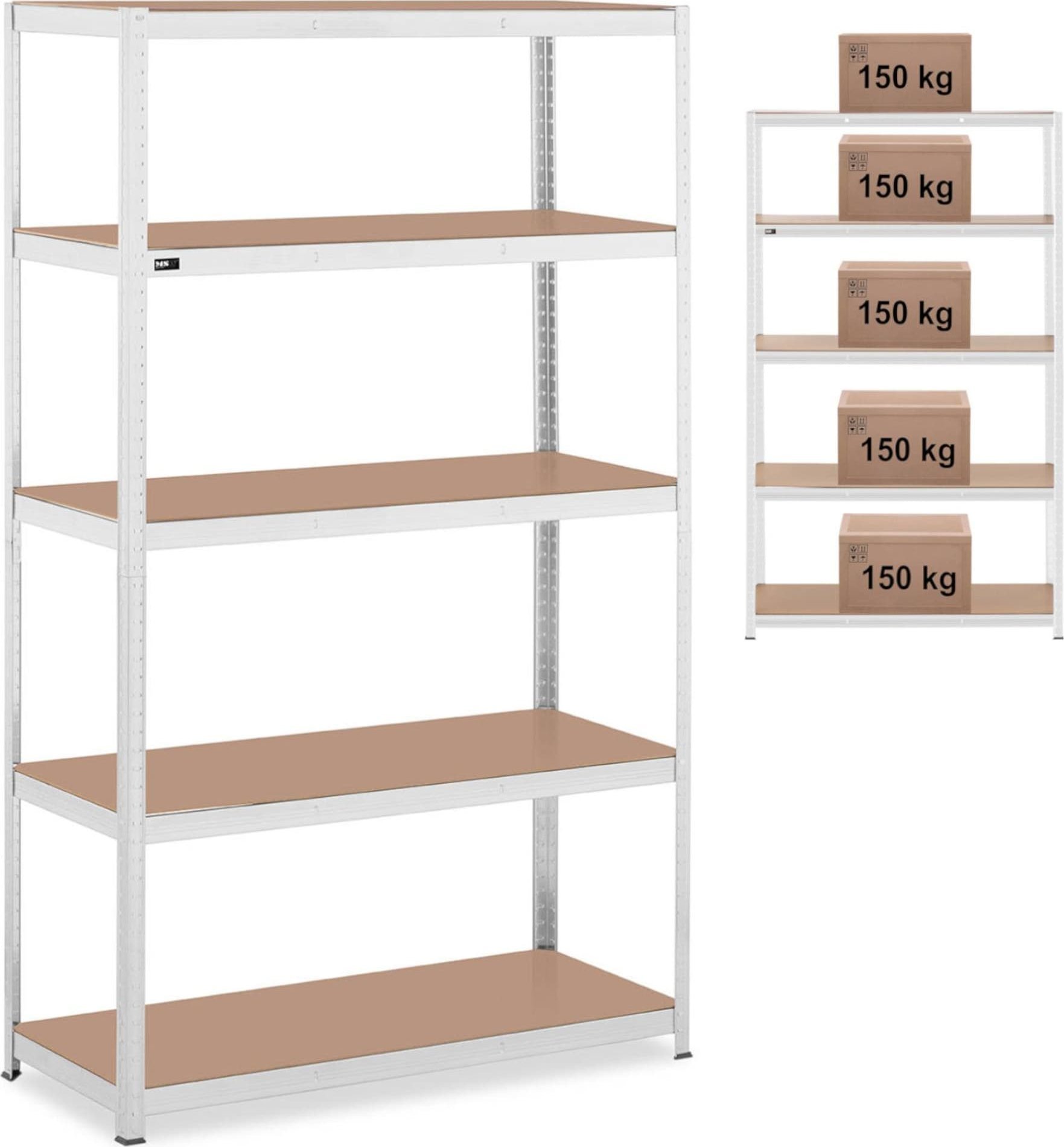 MSW Regał magazynowy metalowy 5 półek 750 kg 120 x 50 x 197 cm szary