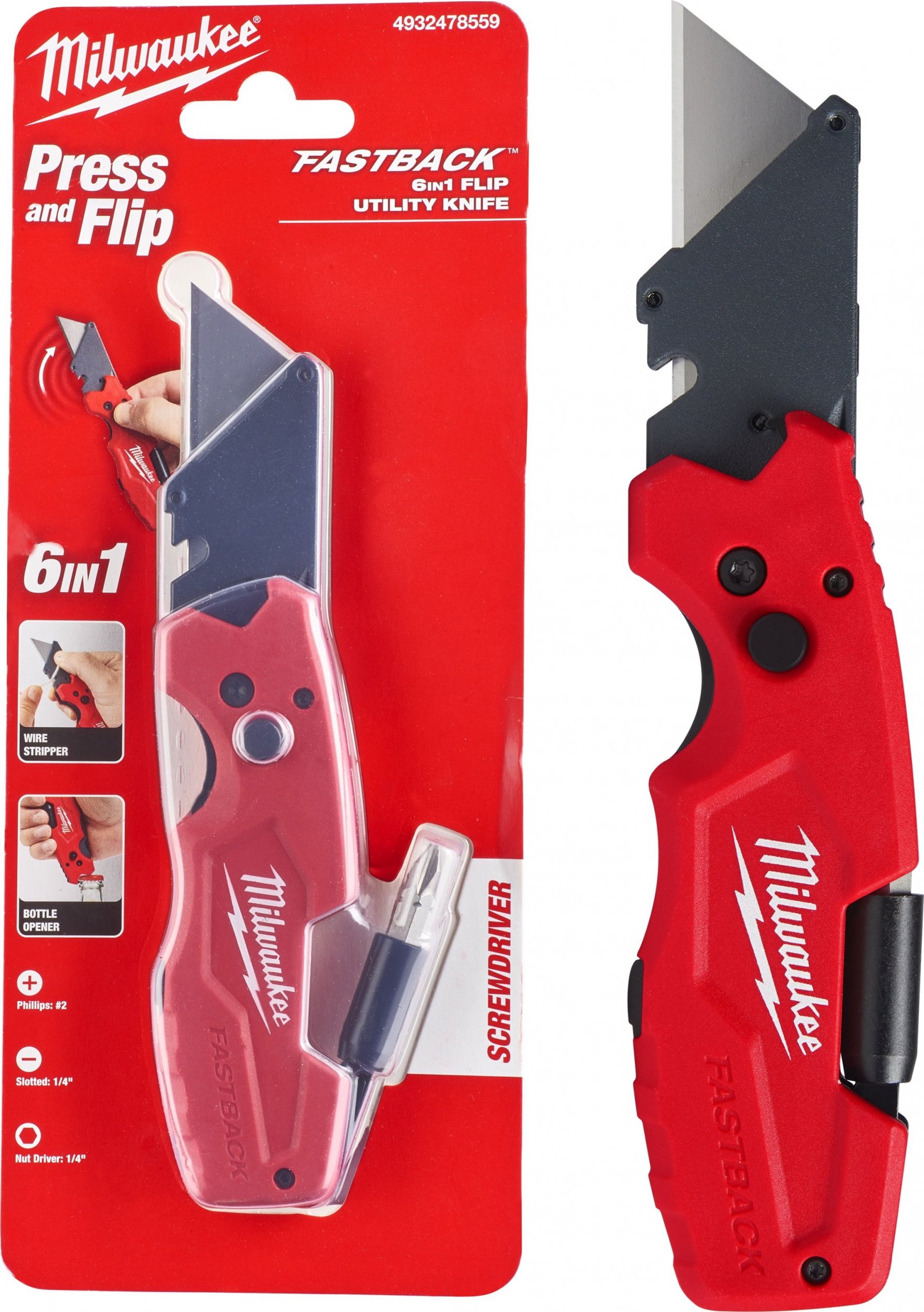 Milwaukee Nóż z ostrzem trapezowym FASTBACK Nożyk 6w1 MILWAUKEE