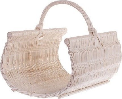 WickerPL Wiklinowy Wybielany Kosz Kominkowy 60x40 H29/44 cm