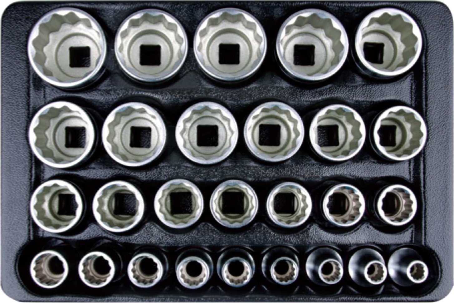 King Tony ZESTAW NASADEK 1/2", KRÓTKIE 12-kąt. 8-36 mm, WKŁAD DO WÓZKA, 27 cz. King Tony