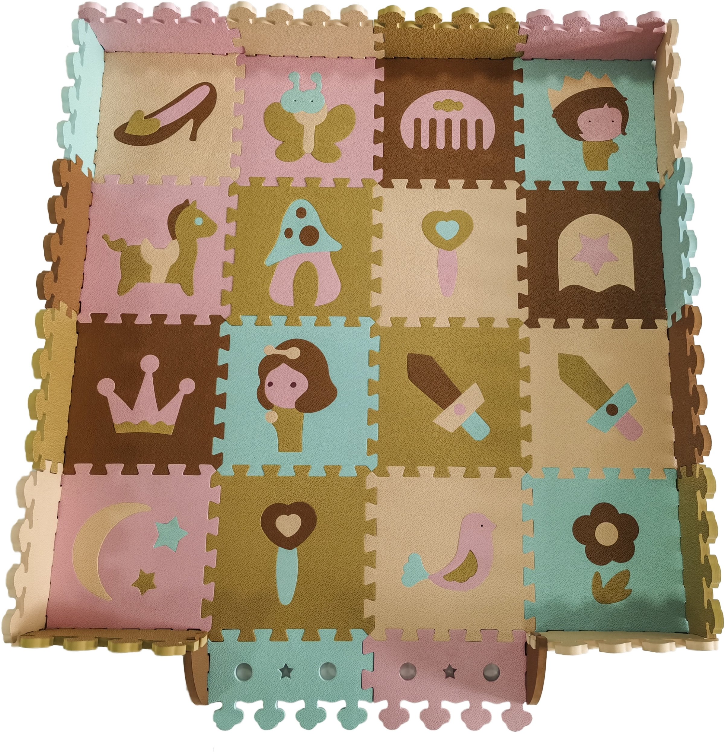 Duża mata piankowa z płotkiem i puzzlami kształty zamku